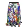 Lalipop Design Women's Multi-color Digital Print Pleated Skirt With Wavy Hem