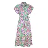 Lalipop Design Women's Multi-color Pattern Print Cotton Shirt Dress