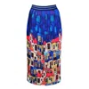 Lalipop Design Women's Multi-color Pleated Maxi Skirt With House Pattern In White
