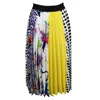 Lalipop Design Women's Multi-color Polka Dot & Flower Print Half-circle Pleated Skirt In White/yellow