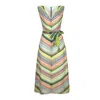 Lalipop Design Women's Multi-color Zig-zag Pattern Print A-line Midi Knitted Dress