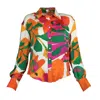 Lalipop Design Women's Multicolor Viscose Satin Button-down Blouse
