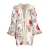 Lalipop Design Women's Neutrals Floral Print Embroidered Chiffon Kimono