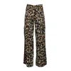 Lalipop Design Women's Neutrals Leopard Print Ecovero Satin Wide-leg Cargo Pants