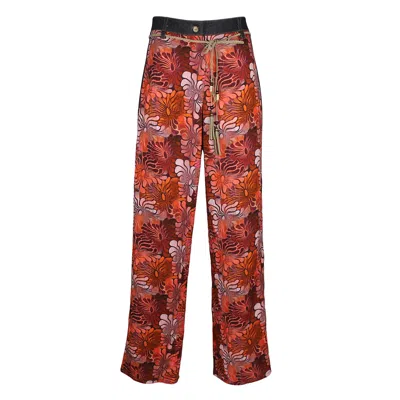 Lalipop Design Women's Neutrals / Red Hibiscus Floral Print Wide-leg Pants