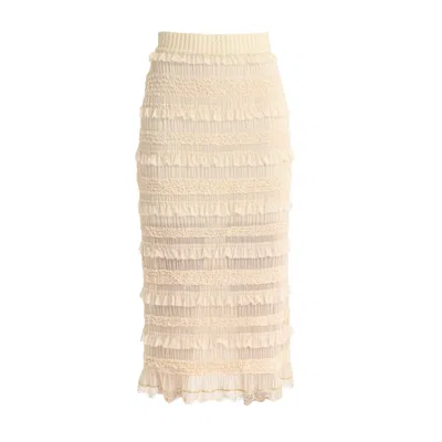 Lalipop Design Women's Neutrals Textured Ruffle Midi Skirt