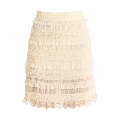 Lalipop Design Women's Neutrals Textured Ruffle Mini Skirt