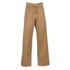 Lalipop Design Women's Neutrals Wide-leg Tan Cotton Pants With Leopard Piped Trim In Brown