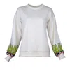 Lalipop Design Women's Off White Sweatshirt With Pleated Back And Embroidery Detail In White