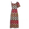Lalipop Design Women's One-shoulder Multi-color Knitted Maxi Dress