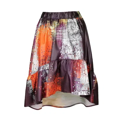 Lalipop Design Women's Parachute Skirt With Abstract Digital Print In Red