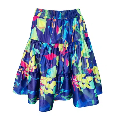 Lalipop Design Women's Parachute Skirt With Blue Digital Print