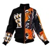 Lalipop Design Women's Patchwork Digital Print & Black Knitted Bomber Jacket In Black