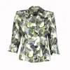 Lalipop Design Women's Pipe Trimmed Double Breasted Linen Blazer Jacket