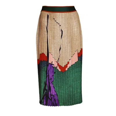 Lalipop Design Women's Pleated Midi Skirt - Abstract Digital Print In Purple