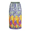 Lalipop Design Women's Pleated Midi Skirt With Abstract Liquid & Flower Pattern