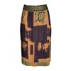 Lalipop Design Women's Pleated Skirt With Sparkly Gold Waistb& & Digital Print In Yellow