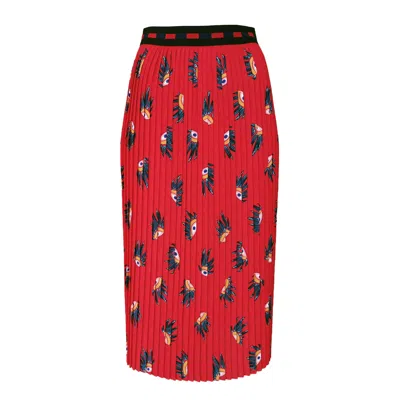 Lalipop Design Women's Red Eyes On Midi Pleated Skirt