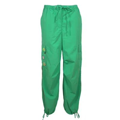 Lalipop Design Women's Relaxed Fit Green Parachute Cargo Pants