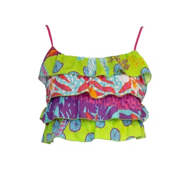 Lalipop Design Women's Ruffled Crop Top In Multi