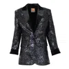 Lalipop Design Women's Black Sequin Embellished Blazer Jacket In Black