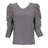 LALIPOP DESIGN WOMEN'S SILVER KNITTED ROUND NECK BLOUSE