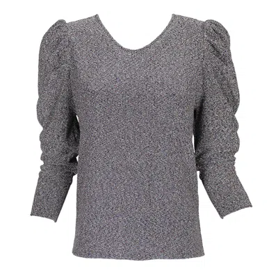 Lalipop Design Women's Silver Knitted Round Neck Blouse In Gray