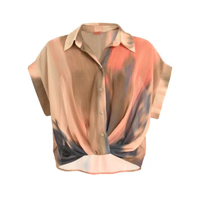 Lalipop Design Women's Soft Sheen Button-front Shirt In Brown