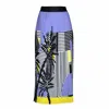 Lalipop Design Women's Stripe And Palm Print Pleated Recycled Fabric Maxi Skirt