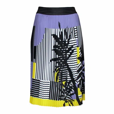 Lalipop Design Women's Stripe And Palm Print Pleated Recycled Fabric Midi Skirt In Multi
