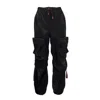 Lalipop Design Women's Velvety Look Black Cargo Pants With Straps In Black