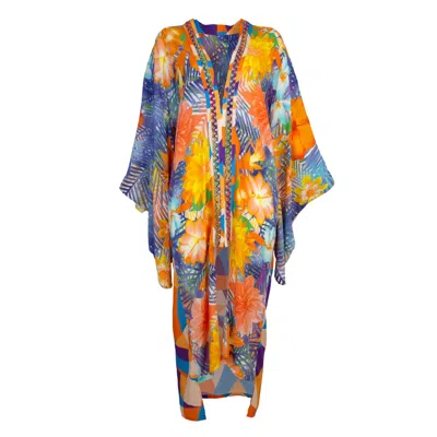 Lalipop Design Women's Viscose Kimono With Embroidery & Fringe Details In Multi