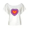 Lalipop Design Women's White Blouse With Hand-embroidered Heart Motif In White