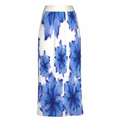 Lalipop Design Women's White Floral-print Elasticated-waist Pleated Recycled Fabric Maxi Skirt