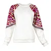 Lalipop Design Women's White Geometric Design Printed Raglan Sleeves Sweatshirt In White