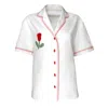 Lalipop Design Women's Red / White Unique White Linen Shirt And Red Crop Top Set In White/red