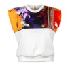 Lalipop Design Women's White Sleeveless Padded Blouse With Colorful Abstract Prints In White