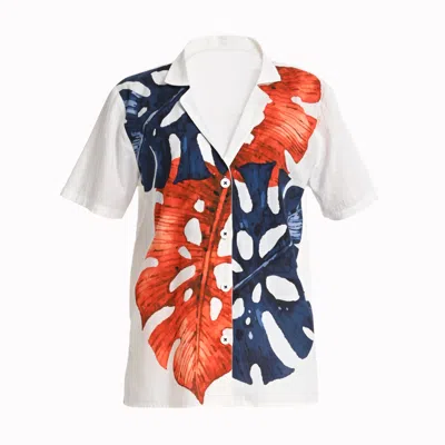 Lalipop Design Women's White Stylised Floral Print Shirt
