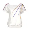 Lalipop Design Women's White Viscose Blouse With Colourful Ribbon Accessories In White