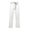 Lalipop Design Women's Wide-leg White Cotton Pants With Detachable Cord Belt In White
