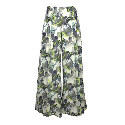 Lalipop Design Women's Wide Pleated Pants In Abstract Print Linen In Multi