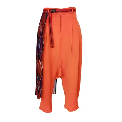 Lalipop Design Women's Yellow / Orange Orange Baggy Pants With Detachable Pleated Half-skirt In Yellow/orange