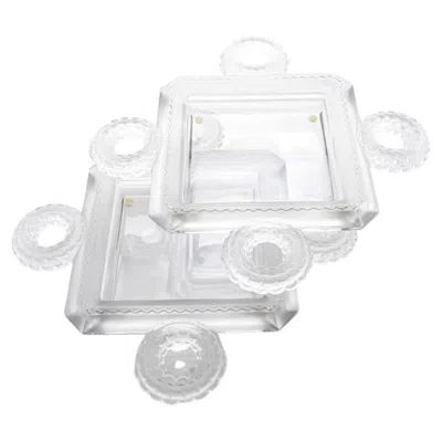 Pre-owned Lalique 1 Of The 2  Signed Frosted Crystal Cluny, France In Gray
