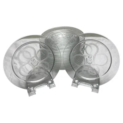 Pre-owned Lalique 12 Art Deco  Cherub And Rope Motif Plates In Gray