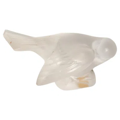 Pre-owned Lalique 1950s Crystal Sparrow Shaped Paperweight In Sand