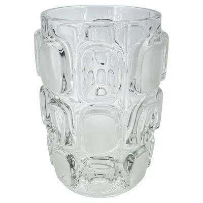 Pre-owned Lalique 1960s Op Art Glass Mcm Vase By Frantisek Vizner For Sklo Union Libochovice In Transparent