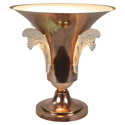 Pre-owned Lalique 20th Century Art Deco Copper Table Lamp With  Glass, France Ca 1920 In Brown
