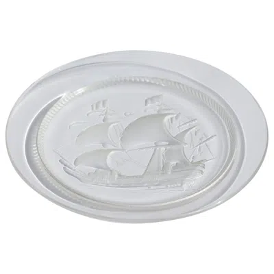 Pre-owned Lalique A  Crystal 'ship' Glass Plate, Modern In Gray