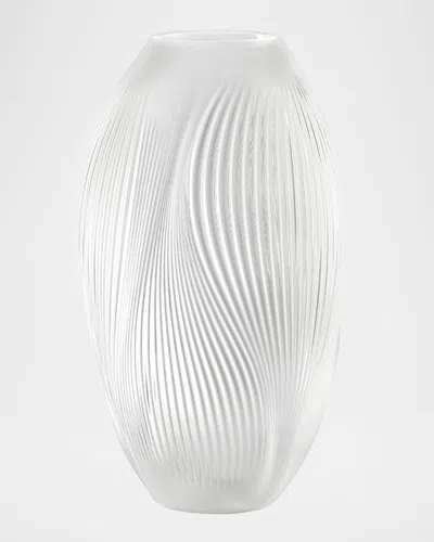 Lalique Alize 15" Crystal Vase In White