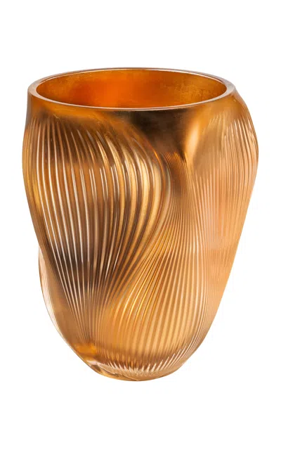 Lalique - Alizé Large Crystal Vase - Clear In Brown